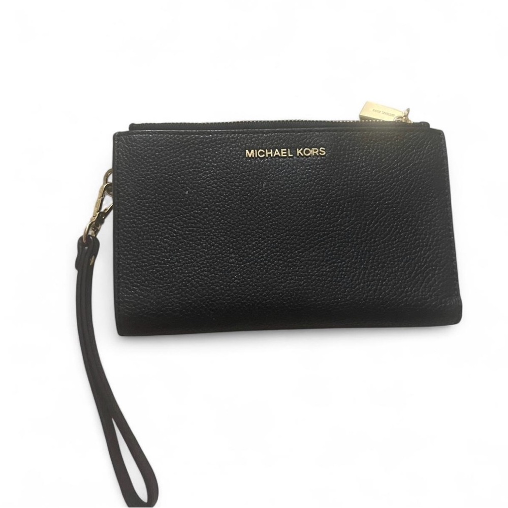 Michael Kors Black Pebbled Leather Wristlet